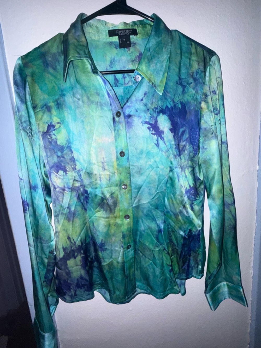 Tye-Dye blue and green blouse